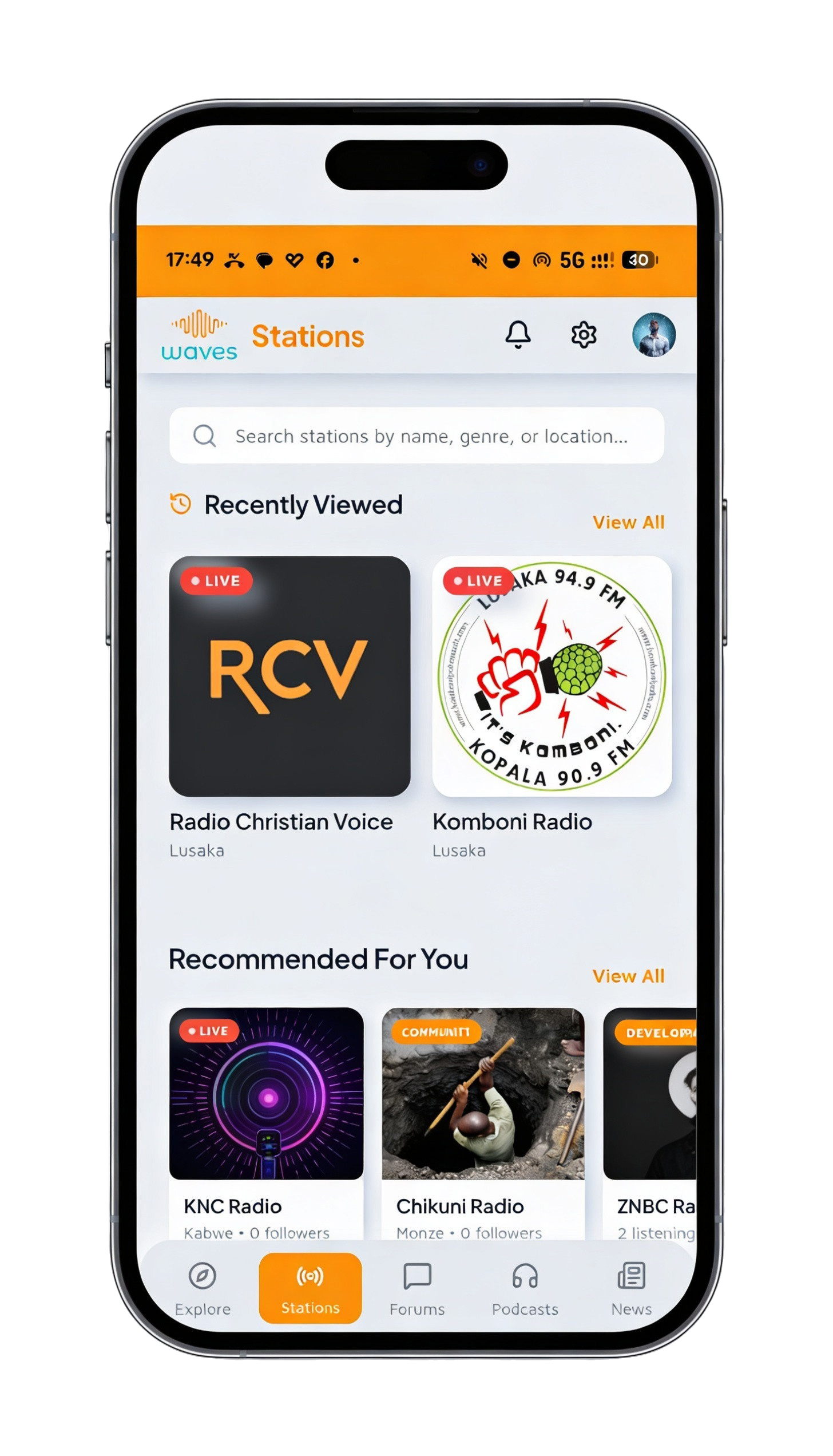 Waves app station search